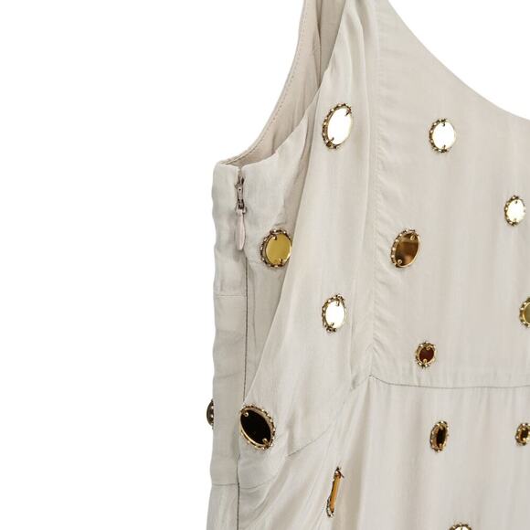 J.Crew Collection Slip Dress Mirror Embellishments Gold Sea Sand Size 10 NWT - Picture 8 of 11